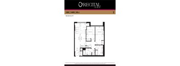 A floor plan for the Recital Act IV apartment, which has 2 bedrooms and 2 bathrooms.
