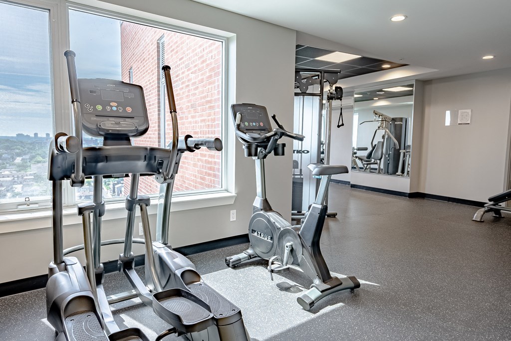 two treadmills and ellipticals in the gym at the preserve at greatstone