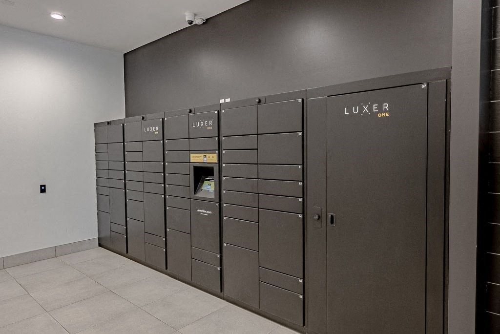 a group of lockers in a room