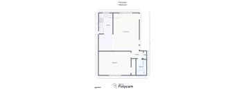Layout of the 1-bedroom apartment at Lynnhaven Landing in Virginia Beach, showing living area, bedroom, kitchen, and bathroom