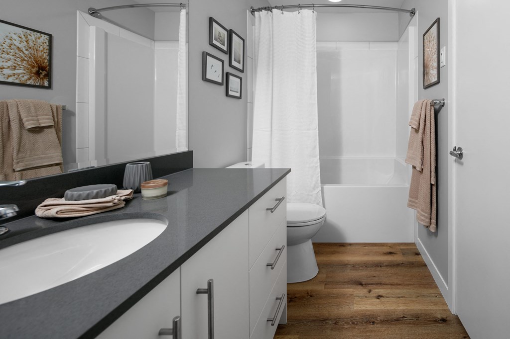 a ensuite bathroom in a 555 waverly unit
