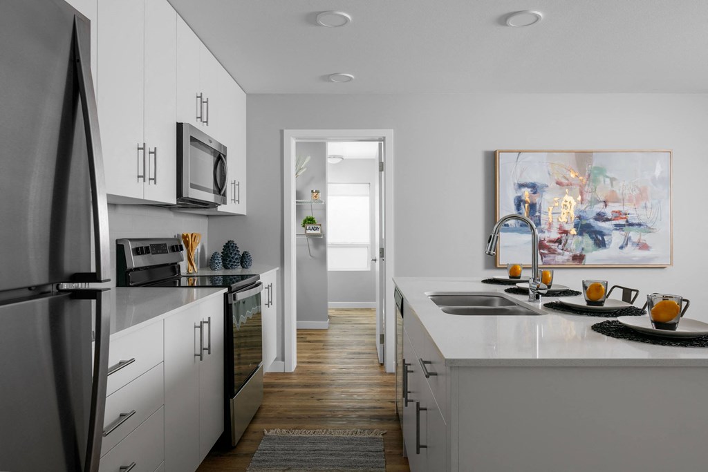 a kitchen in a 555 waverly unit