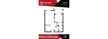 A black and white image of a floor plan for a 1 bedroom apartment.