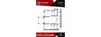 A floor plan for a 2 Bed Trailside apartment at The View Apartments.