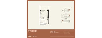 A floor plan for a studio apartment with one bathroom is displayed.