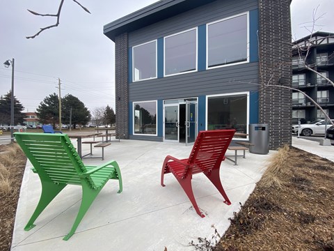Chairs outside building