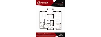 A floor plan for a 2 Bed Trailside apartment at The View Apartments.