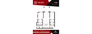 A floor plan for a 2 bedroom, 1,035 sq.ft apartment from Mainline Living.