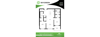 A floor plan for a Skygreen Empire apartment with two bedrooms and two bathrooms.