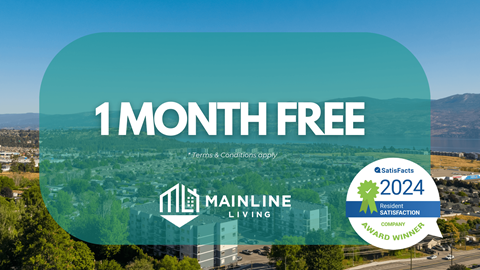 A promotional image for Mainline Living with a one month free offer.