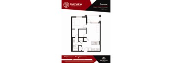 A floor plan for a 1 Bed + Den | Cliffside apartment at The View Apartments.
