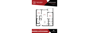 A floor plan for a 2 Bedroom apartment at The View Apartments.