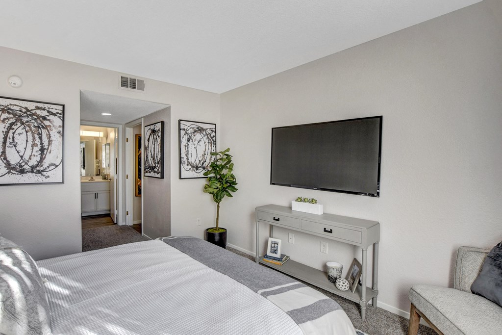 Bedroom With TV at Parkway at Silverado Ranch, Las Vegas, 89183