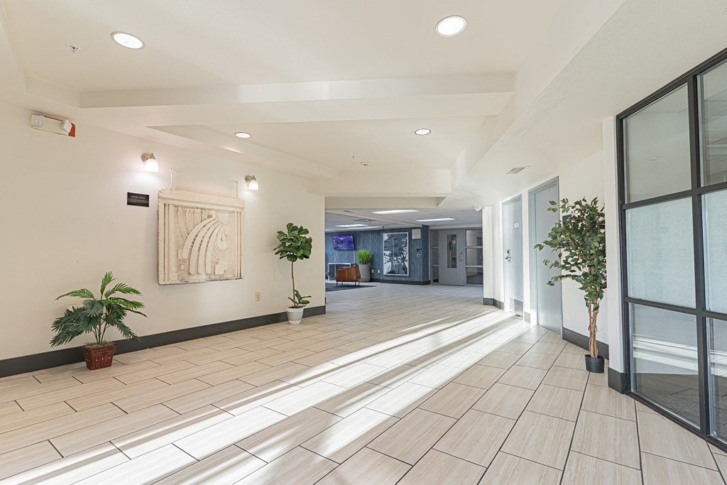 the lobbies of the building are clean and empty at ParcOne60, Reno, Nevada