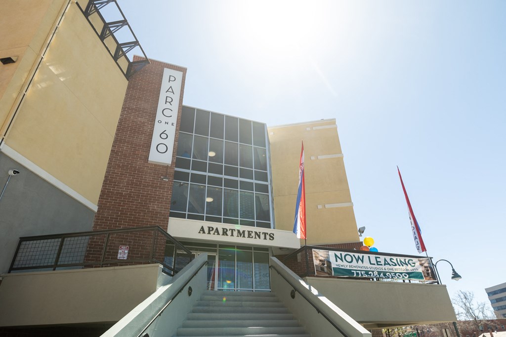 the front of a building with stairs in front of it at ParcOne60, Reno, Nevada