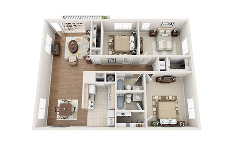2 BR 2 BA Floorplan