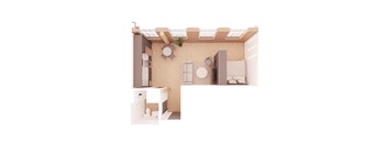 A small room with a bed, a sink, and a toilet.