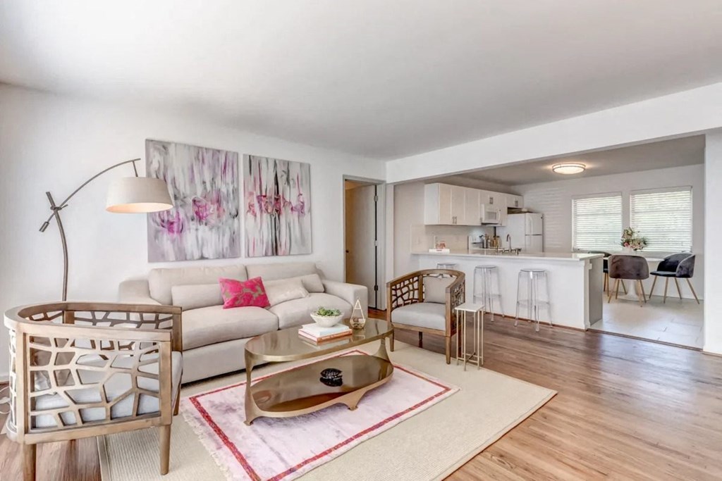a living room with a couch and a table