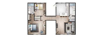 a floor plan of a house with a bedroom and a living room