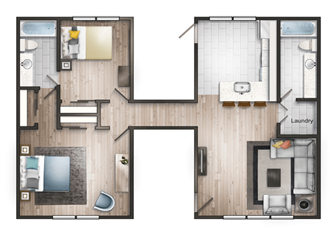 a floor plan of a house with a bedroom and a living room