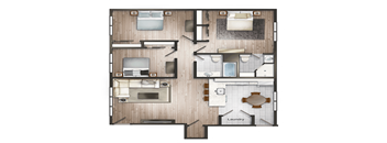 a floor plan of a house with a bedroom and a living room