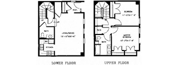 2 bedroom 1 and a half bathrooms floor plan layout