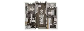 B1b Floorplan at The Union Flats at Fishers District, Fishers, 46037