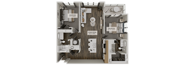 B1d Floorplan at The Union Flats at Fishers District, Indiana, 46037