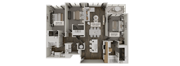 C1 Floorplan at The Union Flats at Fishers District, Fishers, IN, 46037
