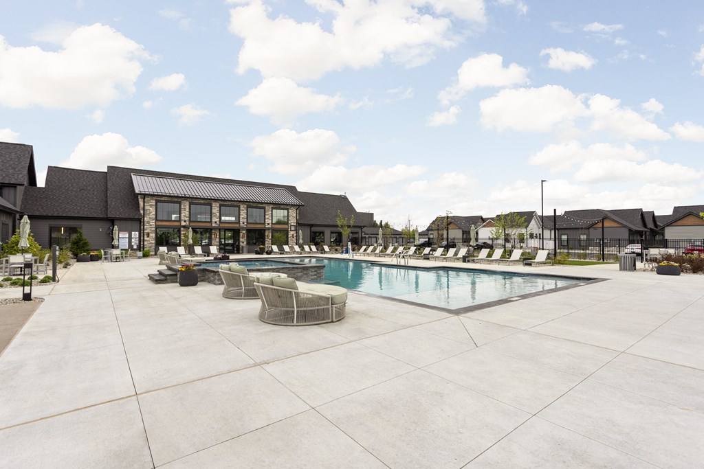 the swimming pool at the falls at borough park apartments