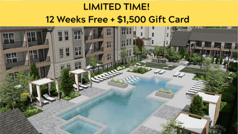 A promotional image for a 12 weeks free offer with a $1,500 gift card.