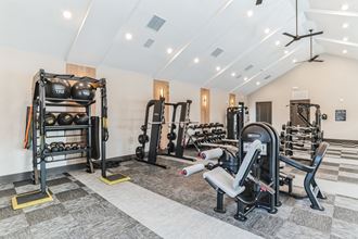 the preserve at ballantyne commons fitness room with weights and cardio equipment