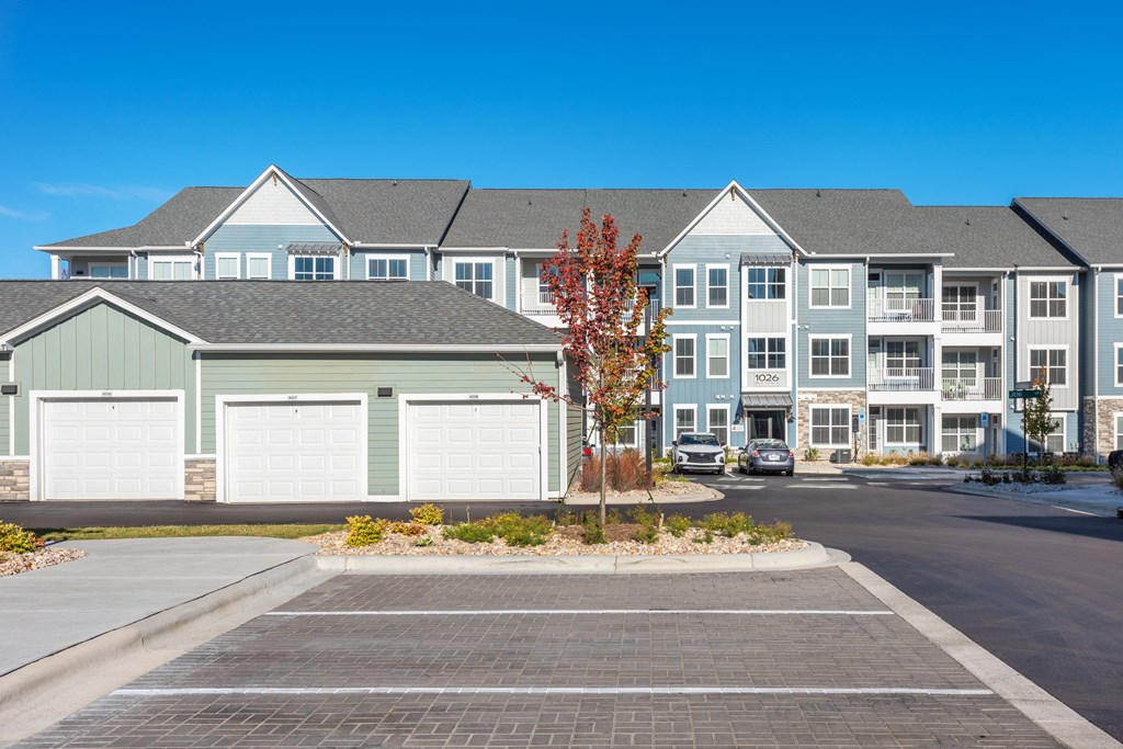 an empty parking lot in front of an apartment building  at Taylor Farms, North Carolina