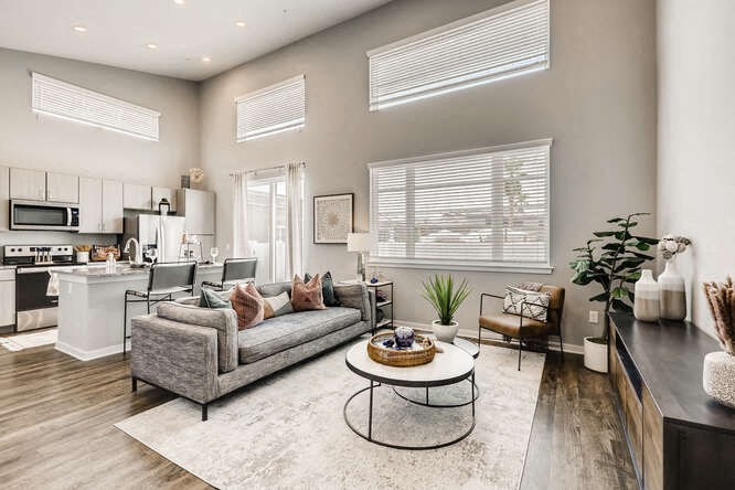 Living Room With Kitchen at Grandstone at Sunrise, Peoria, AZ