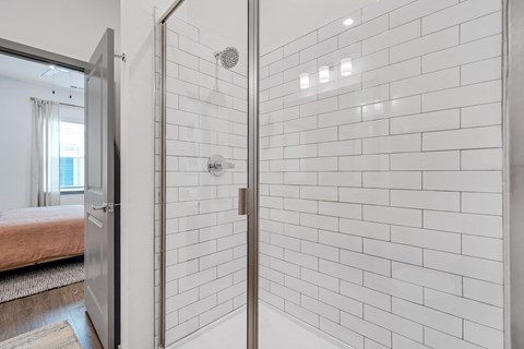 glass shower inside a luxury villa for rent near palm city florida