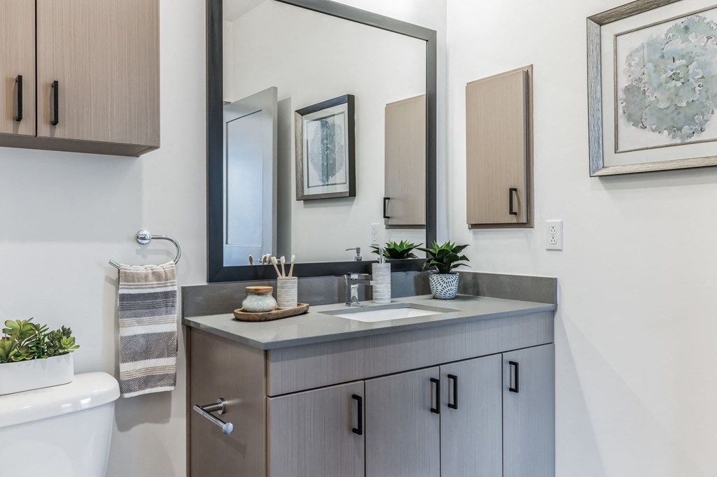 a bathroom with a sink and a mirror  at Prism at Diamond Ridge, Pennsylvania, 15108