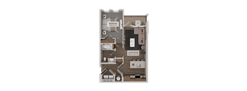 A diagram of a house layout with a living room, bedroom, and bathroom.