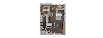 A1a Floor Plan at Refinery at Pointe17 Apartments, Phoenix, AZ, 85085