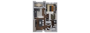 1 bed 1 bath B floor plan at The Concord Apartments, Sarasota , 34240