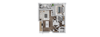A 11'5"x11'5" living room is adjacent to a 12'1"x12'1" bedroom.