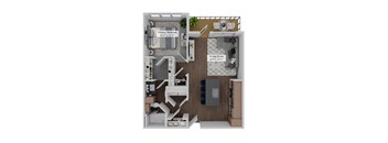 A1c Floor Plan at Refinery at Pointe17 Apartments, Phoenix, 85085