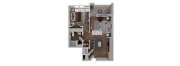 1 bed 1 bath floor plan at The Concord Apartments, Sarasota , Florida