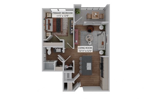 1 bed 1 bath floor plan at The Concord Apartments, Sarasota , Florida