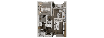 A diagram shows a living room and bedroom layout.