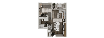 A2 One bedroom floor plan at The Residences at The Gilmore Apartments, Gilbert, AZ 85297