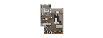 A diagram of a house layout with two bedrooms and a living room.