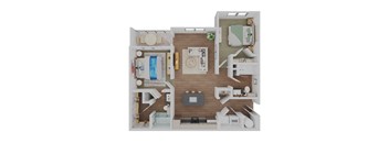 a1 floor plan  1 bedroom with 2 baths  129