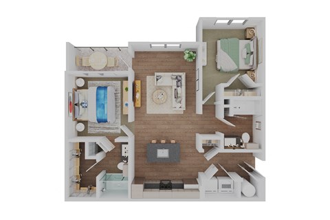 a1 floor plan  1 bedroom with 2 baths  129