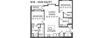 B1B Floor Plan at Apex, Colorado Springs, CO, 80923