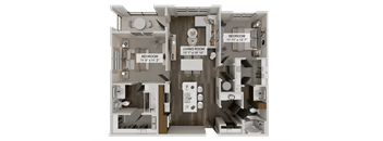 B1H Two bedroom floor plan at The Gilmore Apartments, Gilbert, 85297